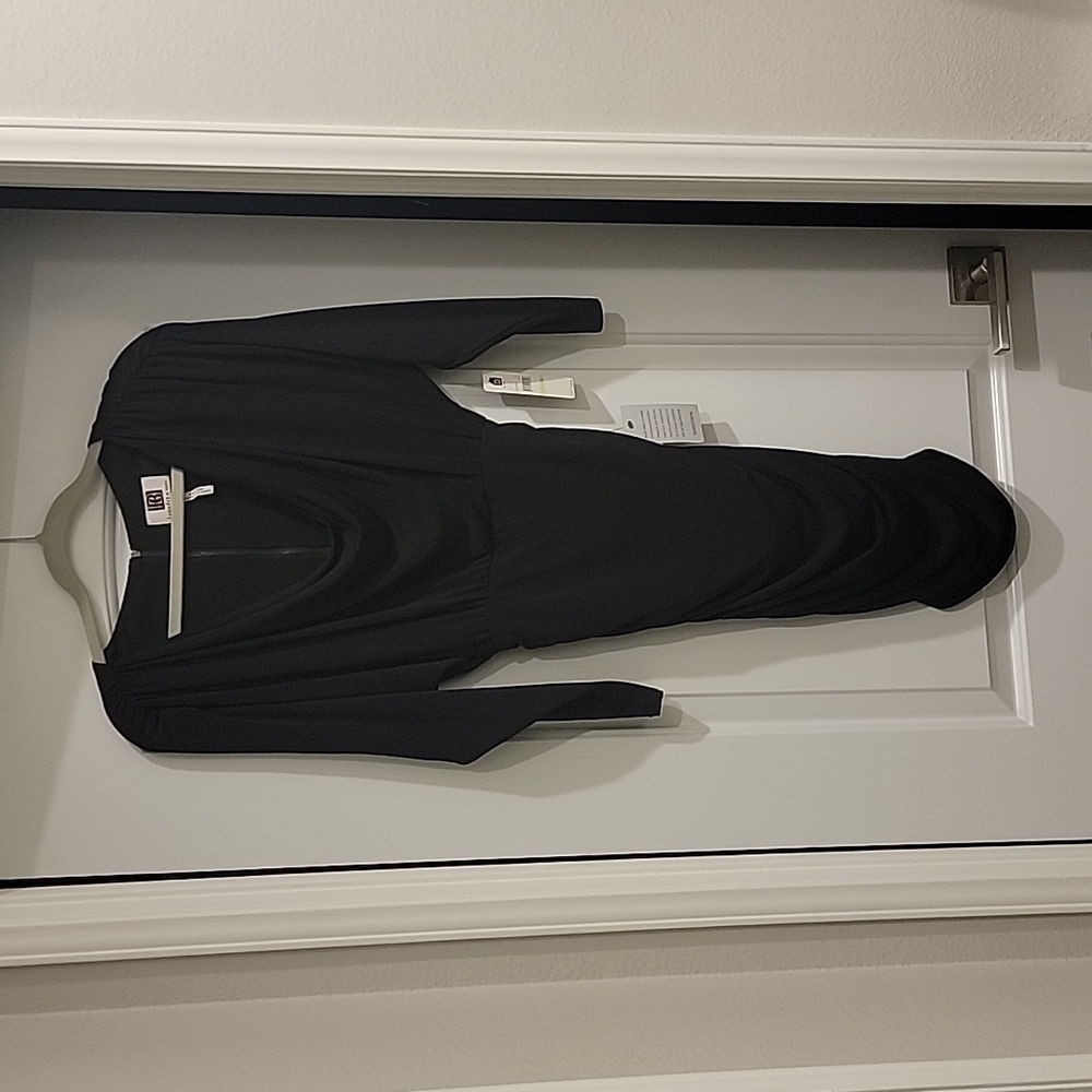 NWT Black ruched dress with back zipper
